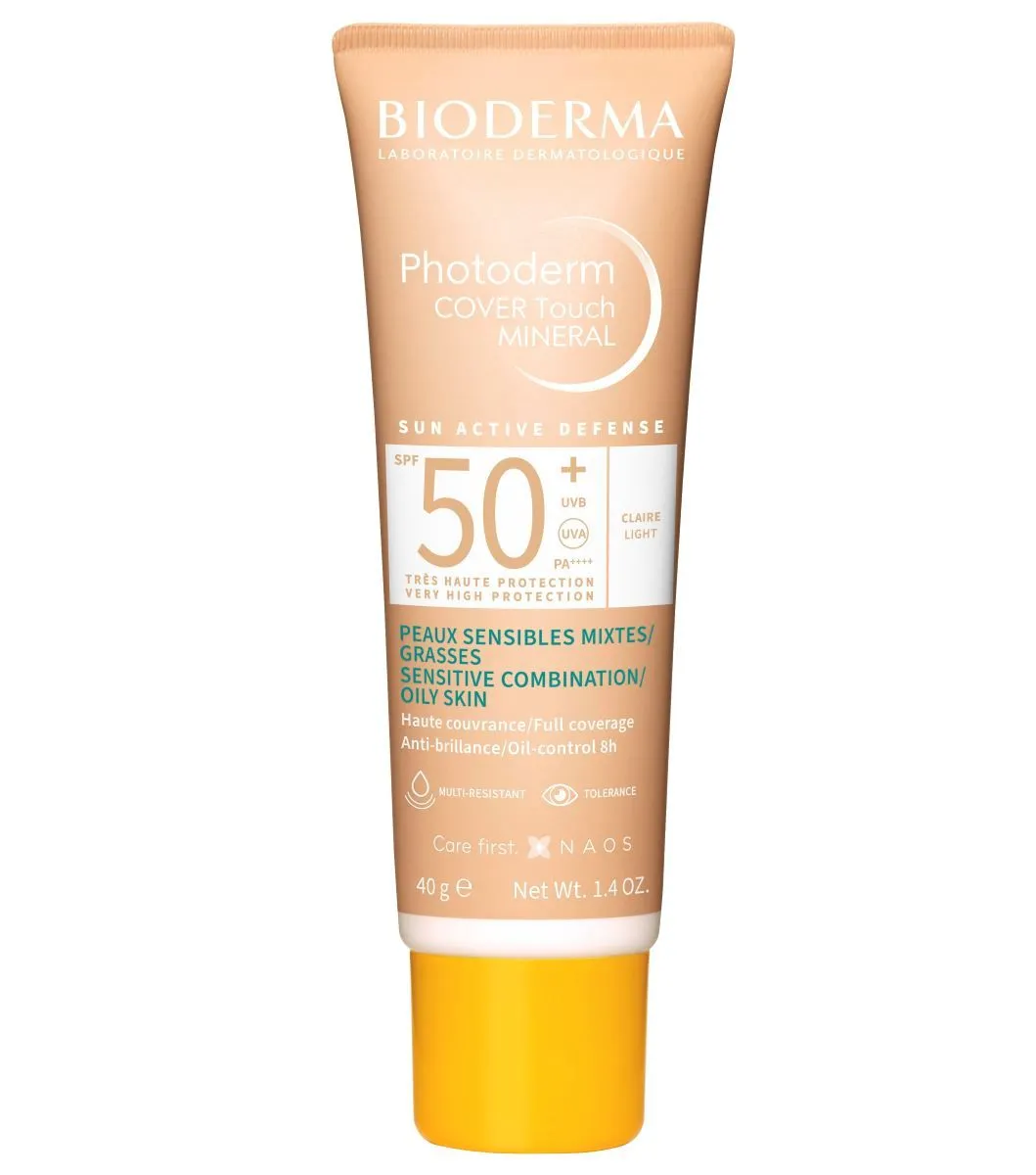 Биодерма Фотодерм Кавър Тъч Минерален слънцезащитен тониран крем SPF50+ Светъл нюанс 40 мл
