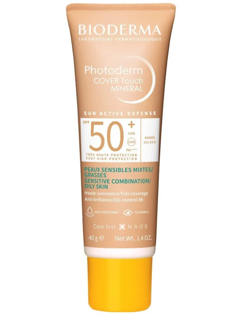 Биодерма Фотодерм Кавър Тъч Минерален слънцезащитен тониран крем SPF50+ Златист нюанс 40 мл