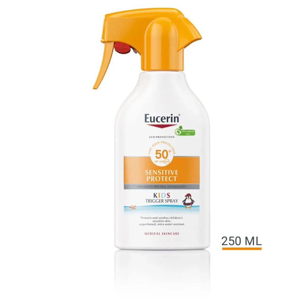 Юсерин Сензитив Протект Кидс Слънцезащитен спрей с помпа за деца SPF50+ 50 мл 