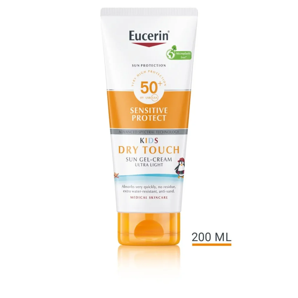 Юсерин Сън Сензитив Протект Слънцезащитен гел крем за деца SPF50+ 200 мл
