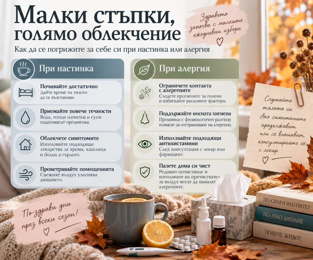 Алергия или настинка: 7 признака, по които да ги разпознаем 2 Настинка или алергия - малки стъпки